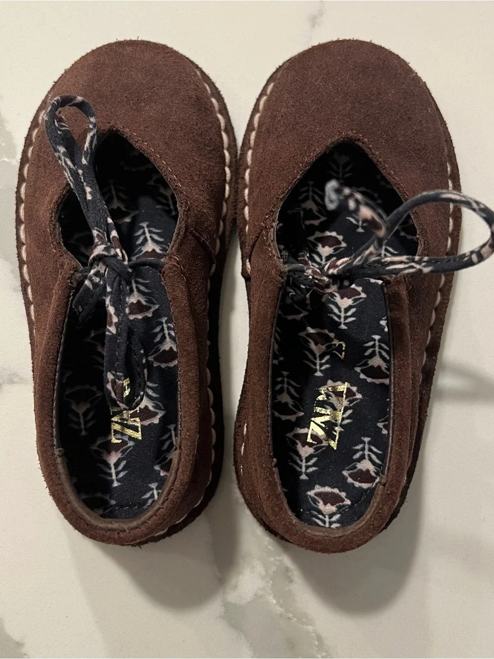 Toddler girls ZARA Suede Lace-Up Shoes Size EUR 23 -US 7